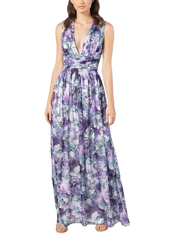 Womens Pleated Maxi Evening Dress Tunics Denim casual