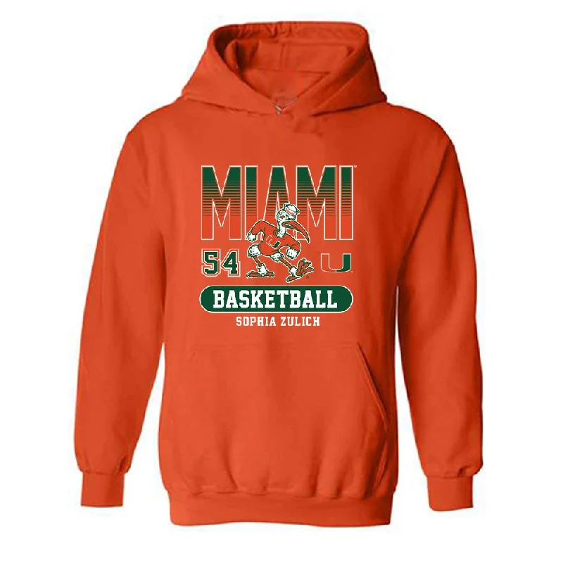 Miami - NCAA Women's Basketball : Sophia Zulich - Classic Fashion Shersey Hooded Sweatshirt Hoodie with Slim Fit Tailored Modern