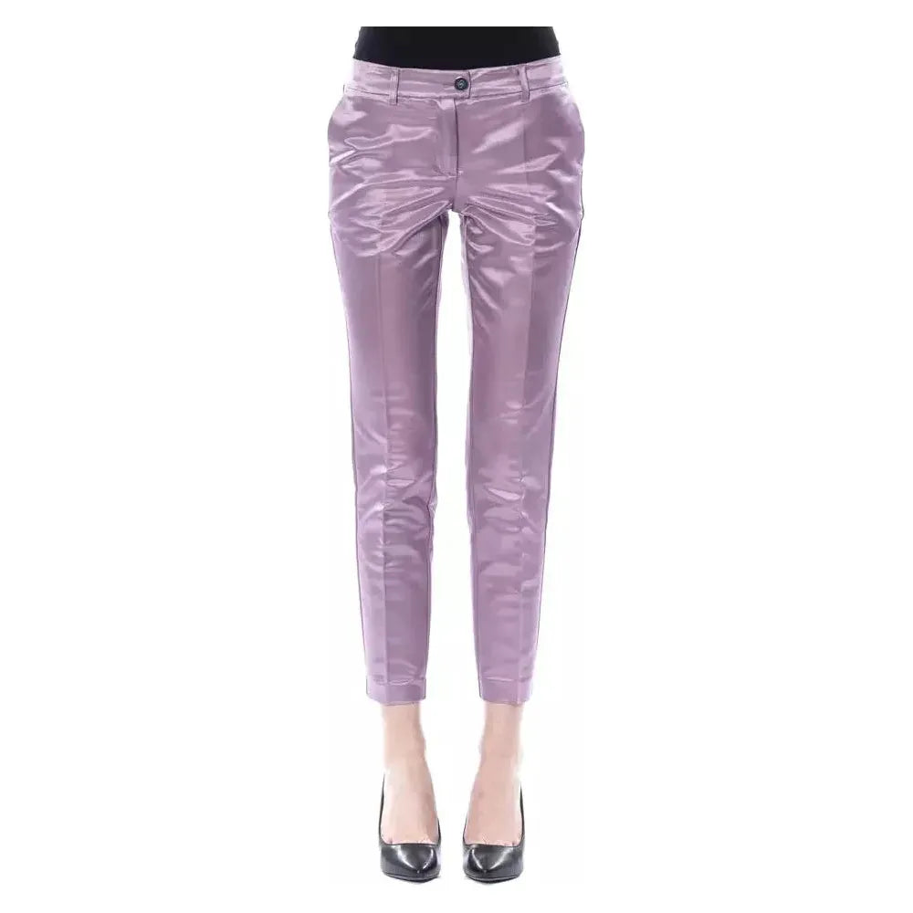 BYBLOS Purple Cotton Women Pants Casual Drawstring Pants