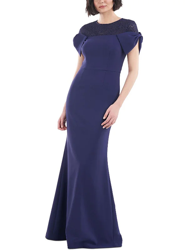 Womens Lace Trim Knot Sleeve Evening Dress Tunics Business professional