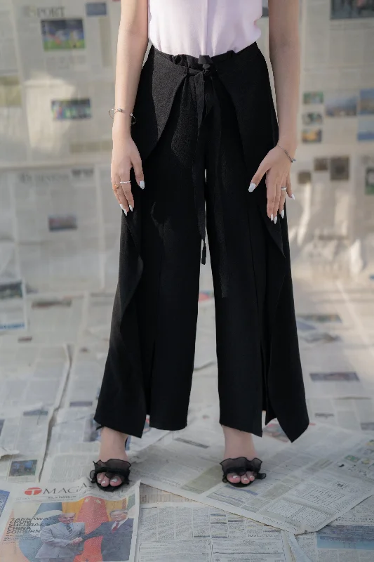 Wrap Tie Pants Elegant Palazzo Trousers