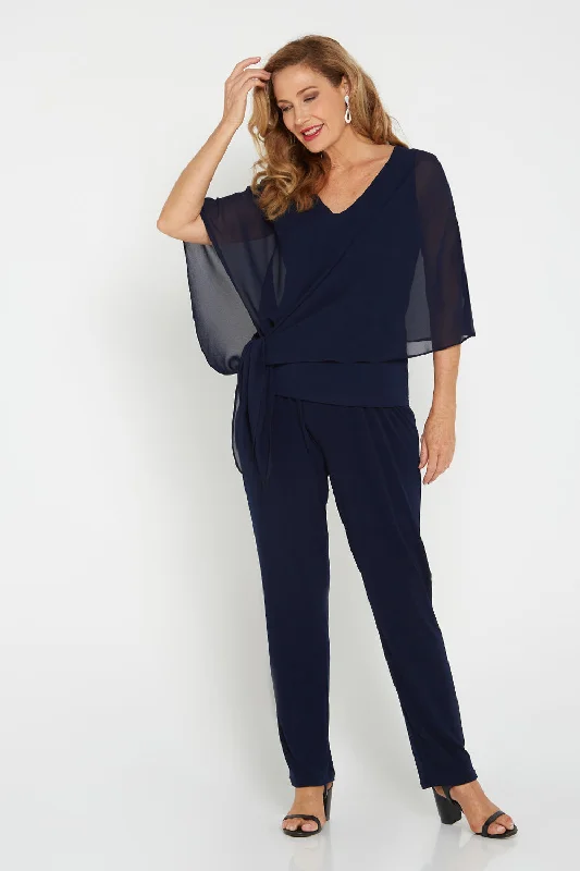 Donna Curve Pants - Navy Warm Wool Trousers