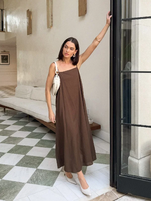 Hugo Linen Dress in Chocolate Tunics Custom made