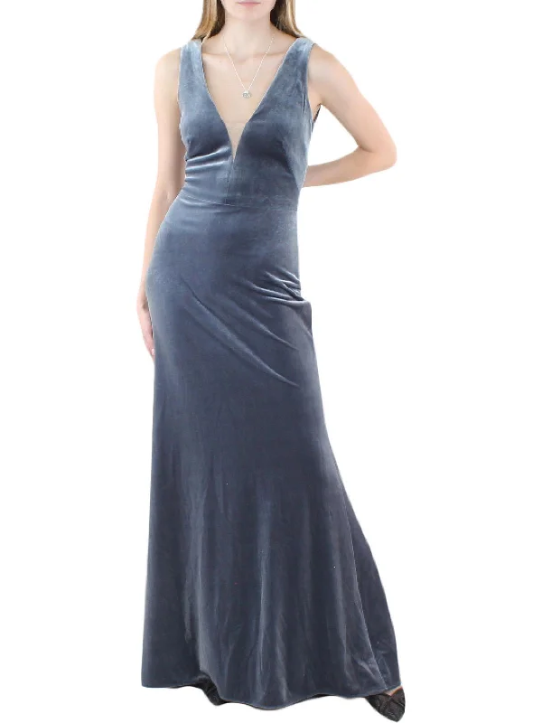 Womens Velvet Long Evening Dress Tunics Essential wardrobe