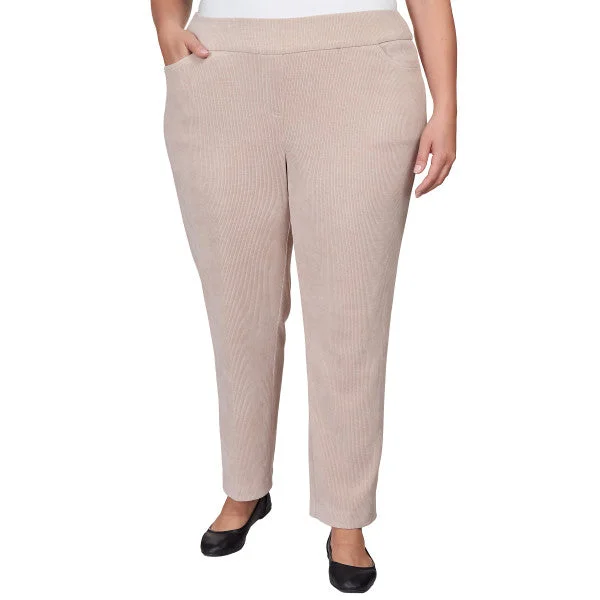 St. Moritz Knit Corduroy Pull On Pants Plus Casual Yoga Pants