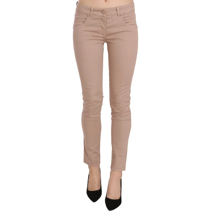 CRISTINAEFFE Chic Slim Fit Skinny Brown Pants Soft Cotton Pants