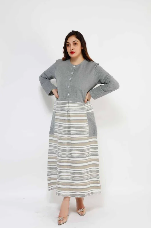 MAKKA 1 POCKET AND STRIPE LONG DRESS 3043MK Tunics stripes playful