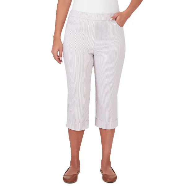 Garden Party Stripe Clamdigger Pants Petite Stylish Paperbag Waist Pants