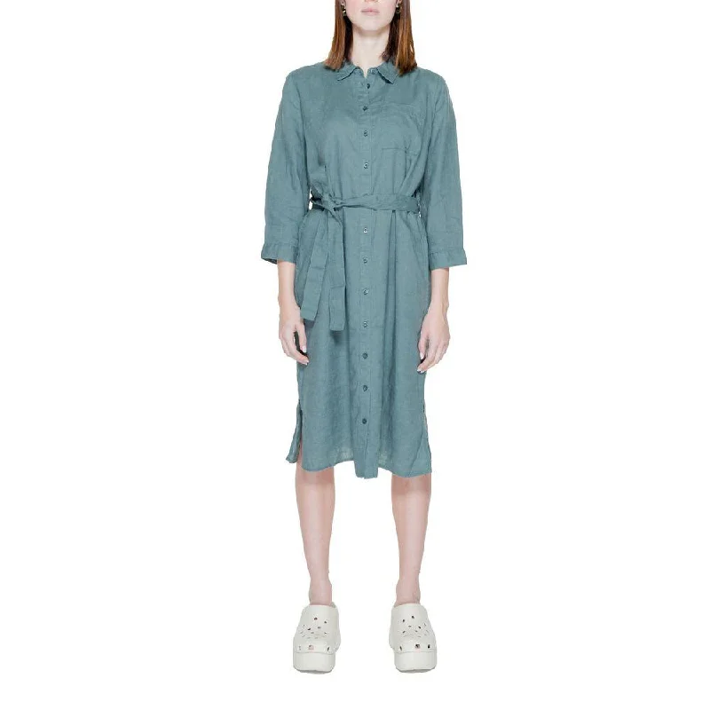 Street One Green Linen Dress Tunics Cozy comfortable
