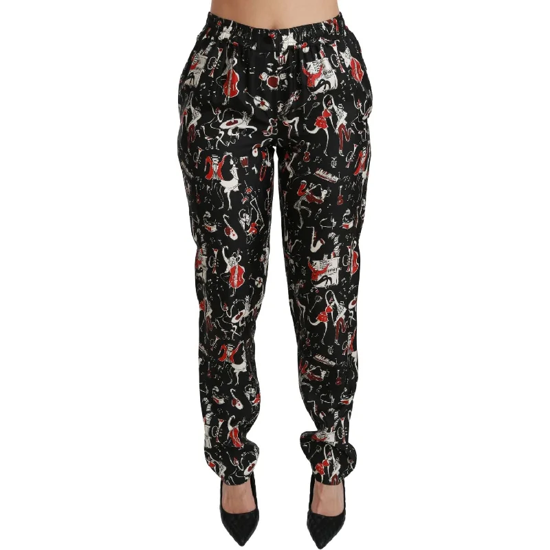 Dolce & Gabbana Sleek Silk Slim-Fit Mid-Waist Pants Stylish Slim Trousers