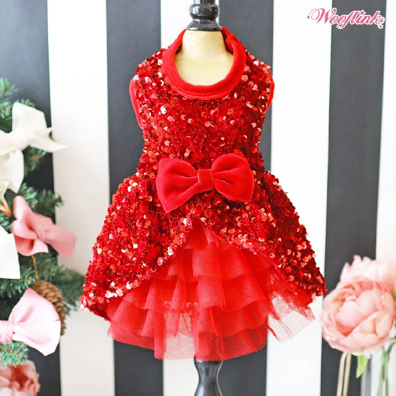 party time dress - red glitter - last one! empire Waist empire