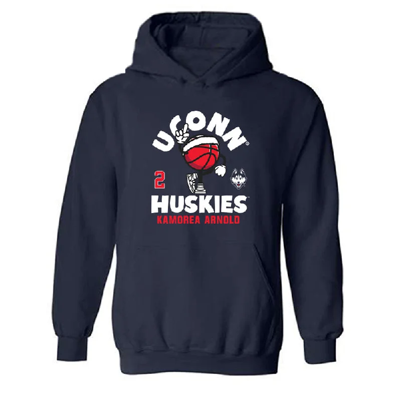 UConn - NCAA Women's Basketball : Kamorea Arnold - Hooded Sweatshirt Fashion Shersey Hoodie with Hem Frayed Vintage Worn UConn - NCAA Women's Basketball : Kamorea Arnold - Hooded Sweatshirt Fashion Shersey Hoodie with Hem Frayed Vintage Worn