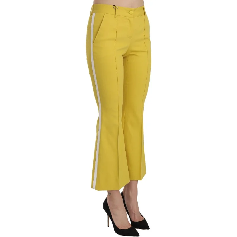 Dolce & Gabbana Chic Yellow Flare Pants for Elegant Evenings Casual Drawstring Pants