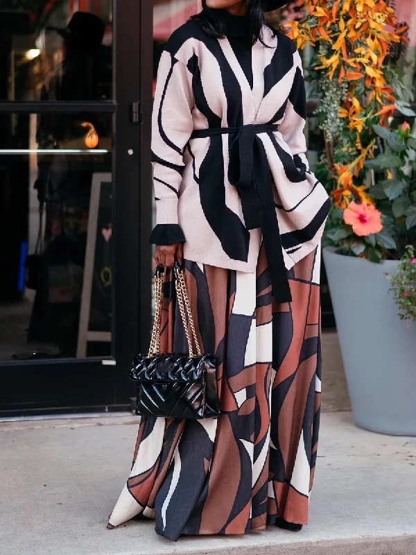 Fabulous Abstract Print Pants Comfortable Pleated Pants