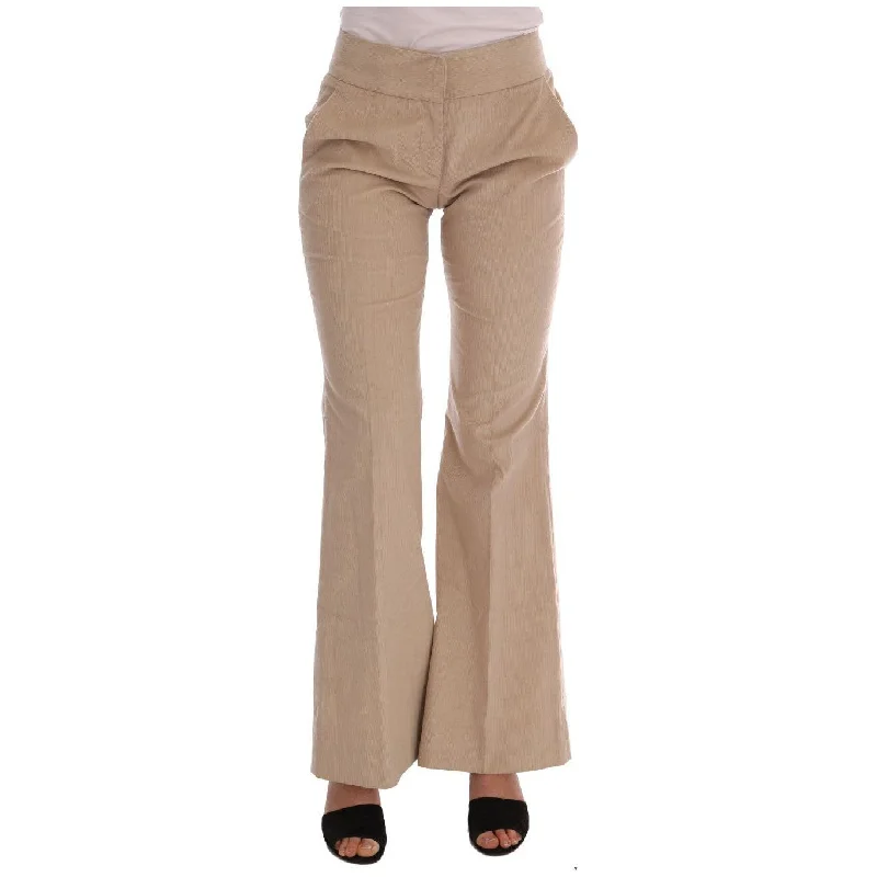 Ermanno Scervino Chic Beige Bootcut Flared Pants Sleek Black Pants