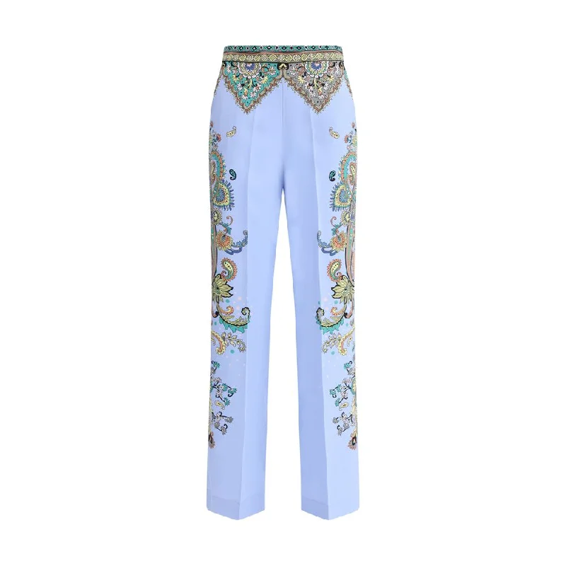 Etro Floral Print Pants Modern Bootcut Pants
