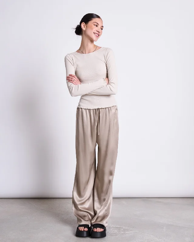 LOOSE SILKY PANTS FRIS SILVER GREY Classic Bootcut Trousers