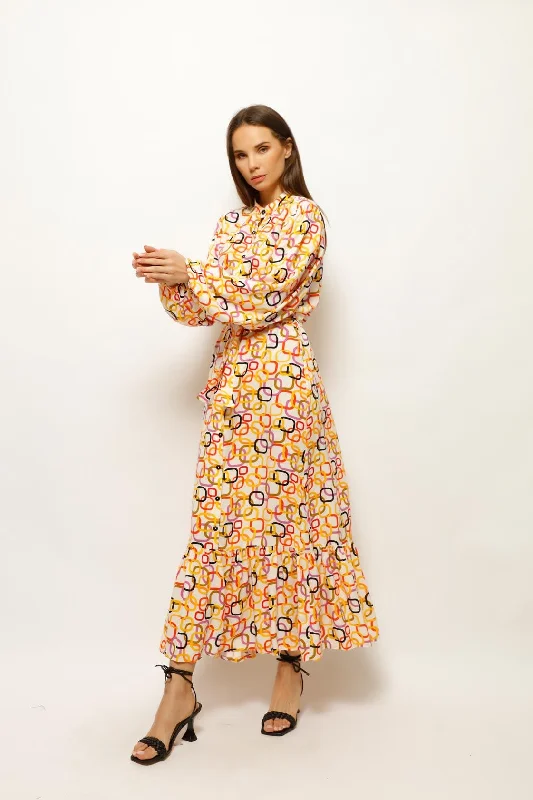 ELBISE QUADRATICAL FESTIVE VIBE LONG DRESS Tunics New arrival