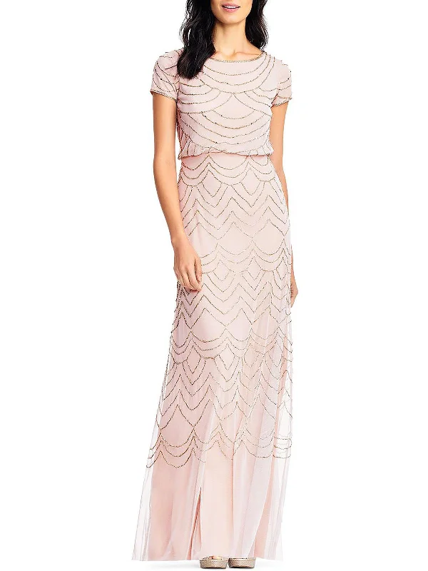Womens Embellished Blouson Evening Dress Tunics Versatile stylish