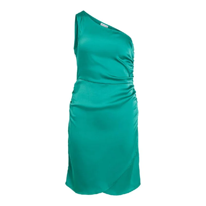 Vila Clothes Green Polyester Dress Tunics Satin smooth