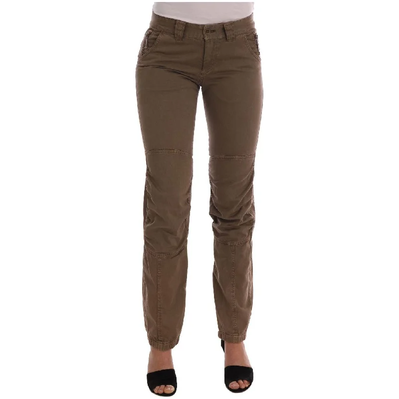 Ermanno Scervino Chic Brown Casual Cotton Pants Classic Chino Pants