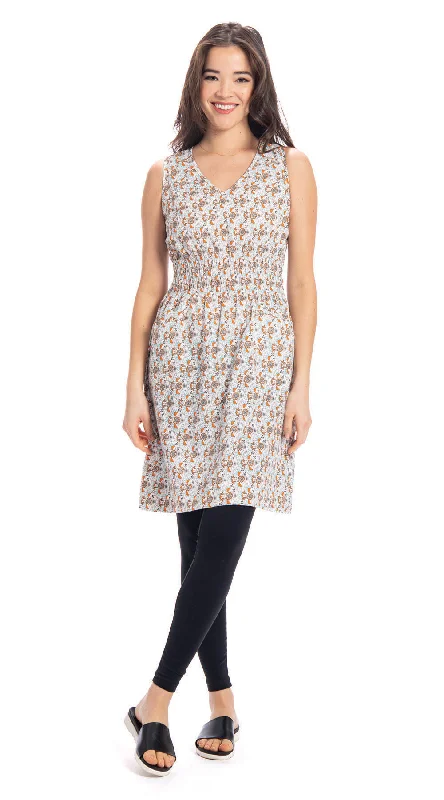 Frankie Dress - cotton - white mandala Tunics Sophisticated sleek