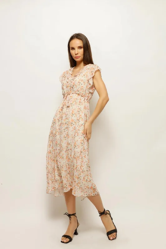 HELIANA GARDEN RUFFLED MIDI LONG DRESS Tunics Favorite customer