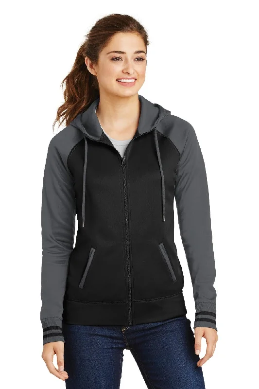 Sport-Tek Ladies Sport-Wick Varsity Fleece Full-Zip Hooded Jacket. LST236 Fleece Jacket Down Jacket Feather Jacket