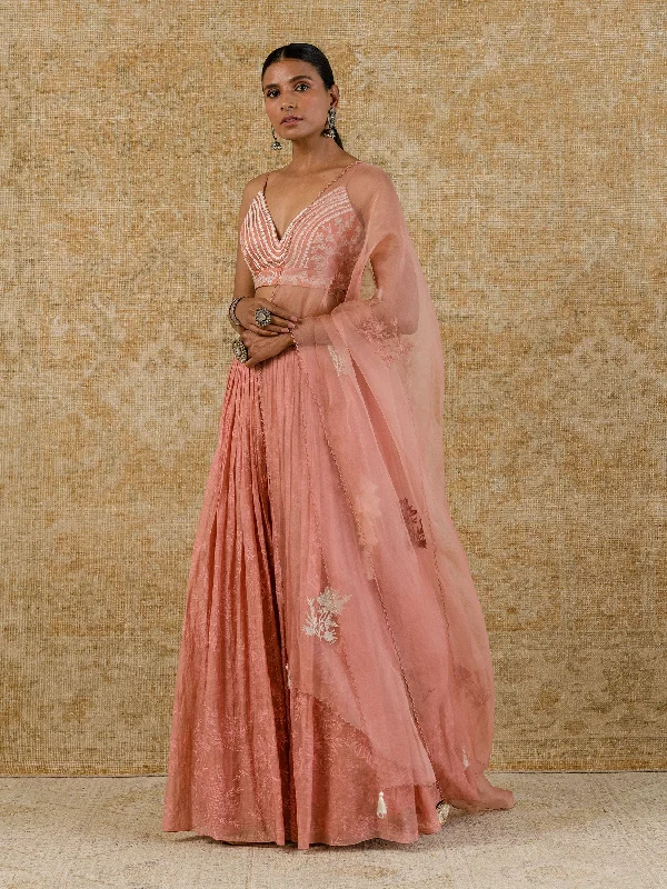 Rose Pink Chanderi Skirt Set chiffon skirt airy