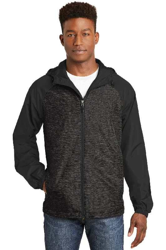 Sport-Tek Heather Colorblock Raglan Hooded Wind Jacket. JST40 Satin Jacket Silk Jacket Chiffon Jacket