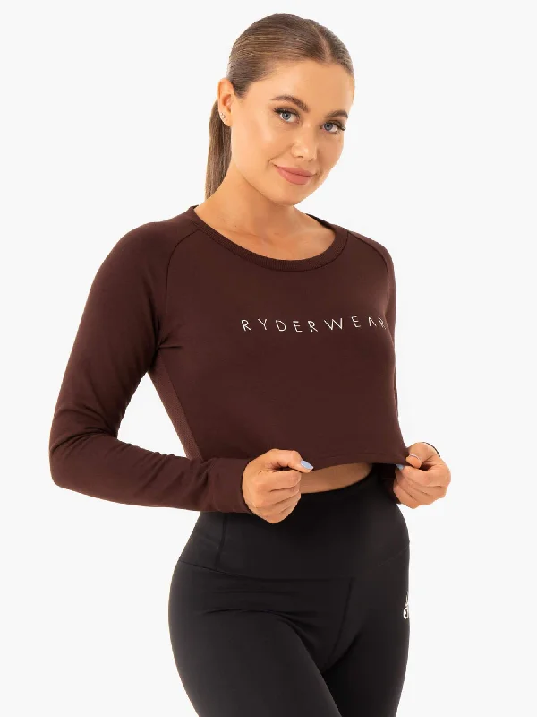 Staples Cropped Sweater - Chocolate Stylish Fashionable Trendy