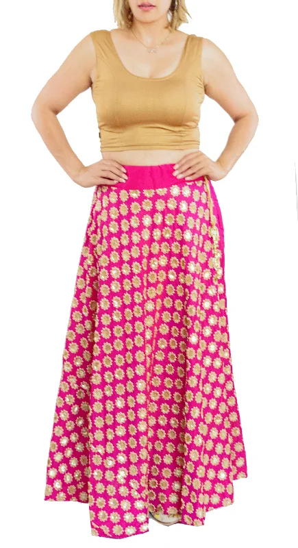 Pink Color Silk Skirt with Zari Flowers silk skirt luxurious