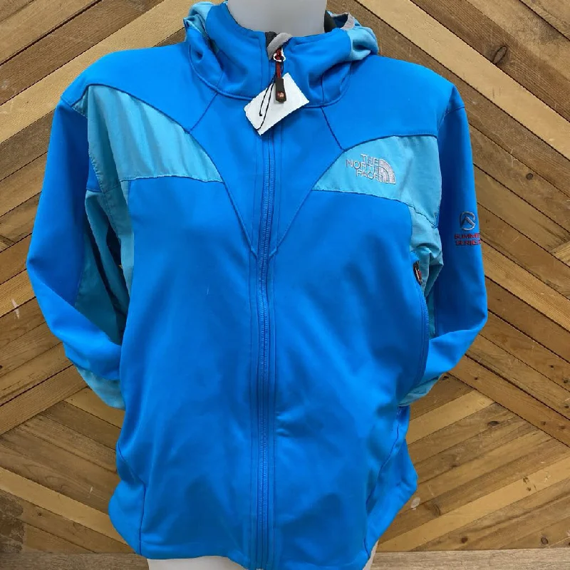 The North Face - Women's Summit Series Softshell windstopper Jacket - MSRP compared $210: Blue-women-LG Notch Collar Jacket Peter Pan Collar Jacket Cowl Neck Jacket