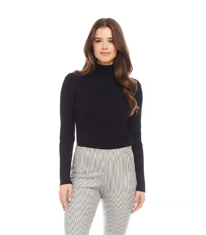 Karen Kane Ribbed Turtleneck Sweater Black Wool Sweater Cotton Sweater Cashmere Sweater