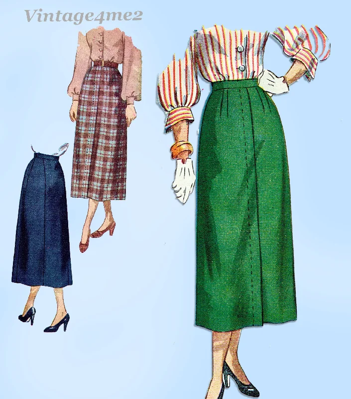 1940s Original Vintage Simplicity Pattern 2624 Simple to Make Misses Skirt 28 W athletic skirt fit