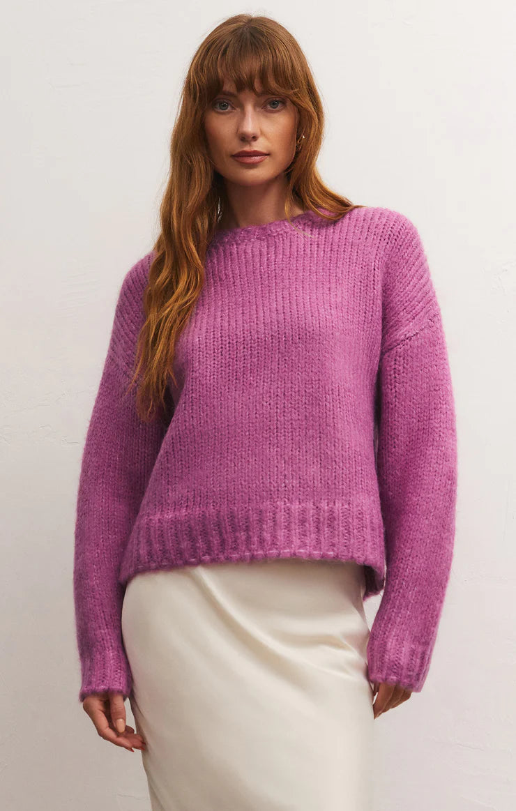 Z Supply Etoile Sweater Azalea Glossy Satin Silk