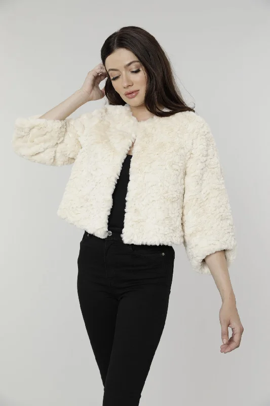 Textured Cropped Faux Fur Jacket Lace Jacket Ribbed Jacket Sequined Jacket