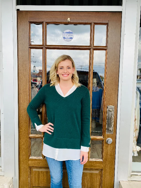 Tyler Boe Cashmere Twofer Sweater DP Spruce Seamless Knitted Crochet