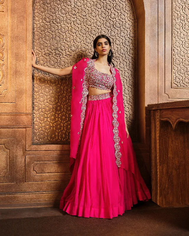 Rani Pink Gold Cape Skirt Set lightweight skirt design