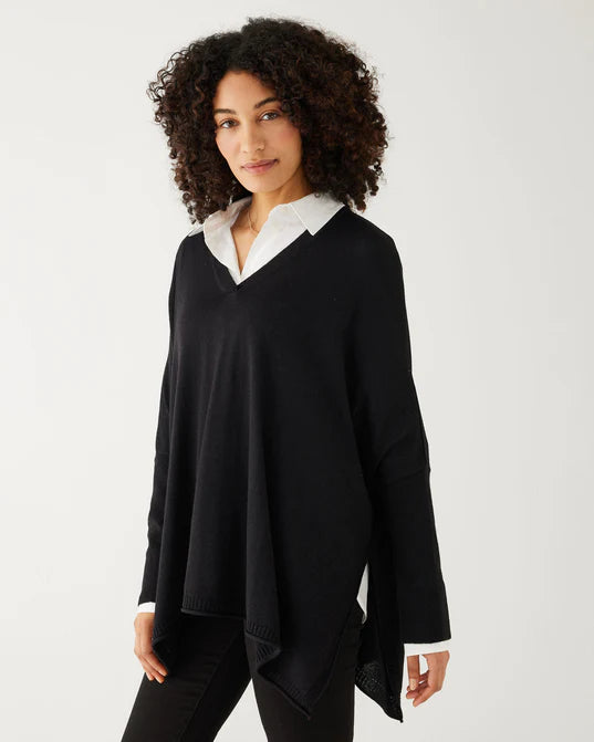 Mersea Catalina V-Neck Sweater Black Cotton Fabric Linen Fabric Terry Fabric