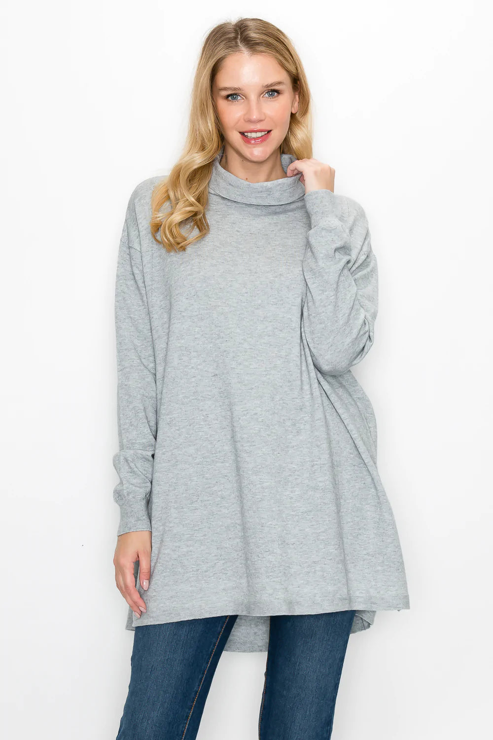 JOH Cashmere Sarah Sweater Heather Gray Stretchy Elastic Breathable