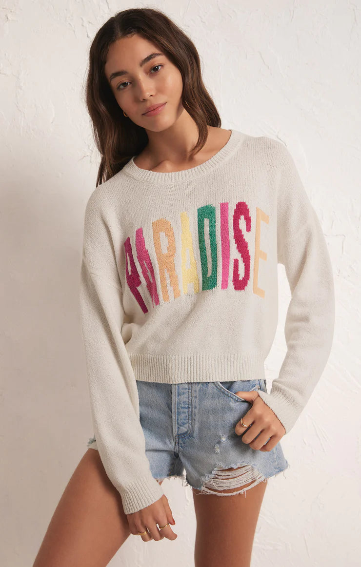 Z Supply Paradise Sweater White High Neck Crew Neck V-Neck
