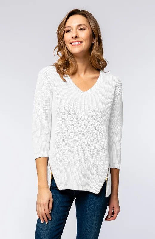 Tyler Boe Mineral Wash V Sweater White Modern Contemporary Chic