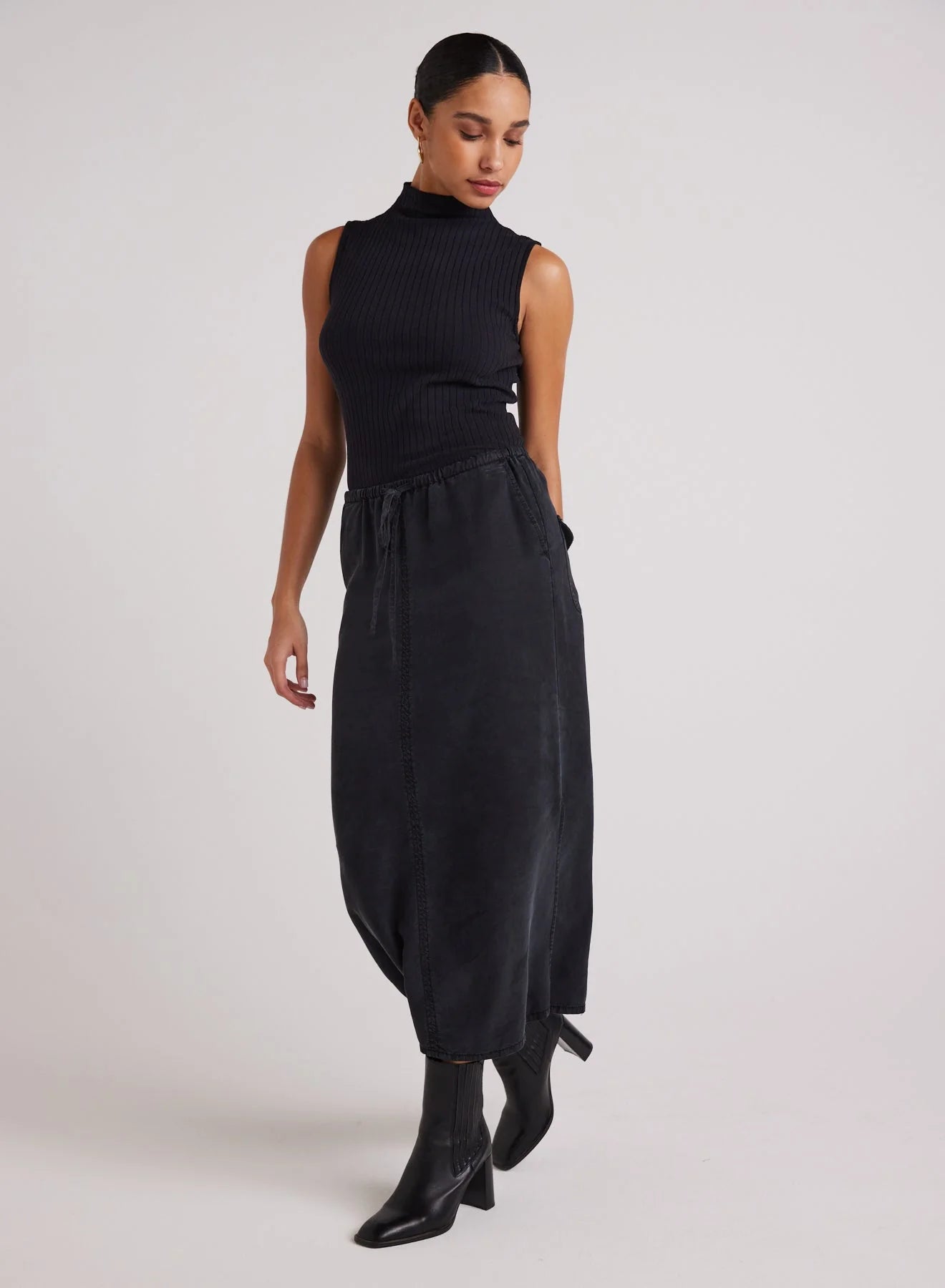 Ana Side Slit Skirt Black wrap skirt elegant