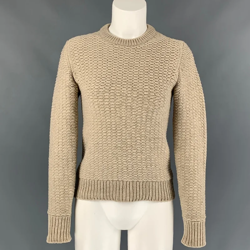 LOUIS VUITTON Size M Oatmeal Knitted Wool / Cashmere Sweater Real Fur Shearling Chenille