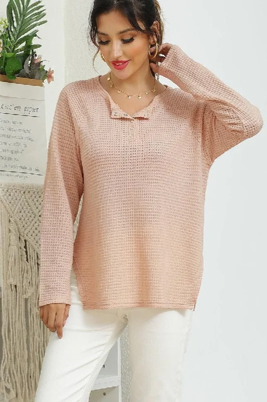 R NECK EYELET DETAILED REGLAN SWEATER KNIT TOP Handmade Hand-knitted Hand-woven