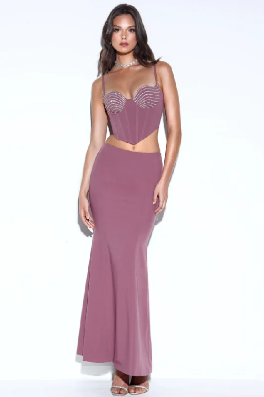 Delice Mauve Top + Flare Skirt Set leather skirt durable