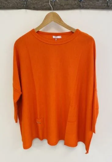 Mersea The Catalina Travel Sweater Bright Orange Fleece Sweater Nylon Polyester