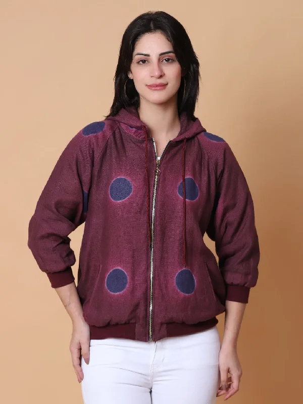Woolen Hoodie Tie & Dye Jacket - Majenta Denim Jacket Leather Jacket Suede Jacket