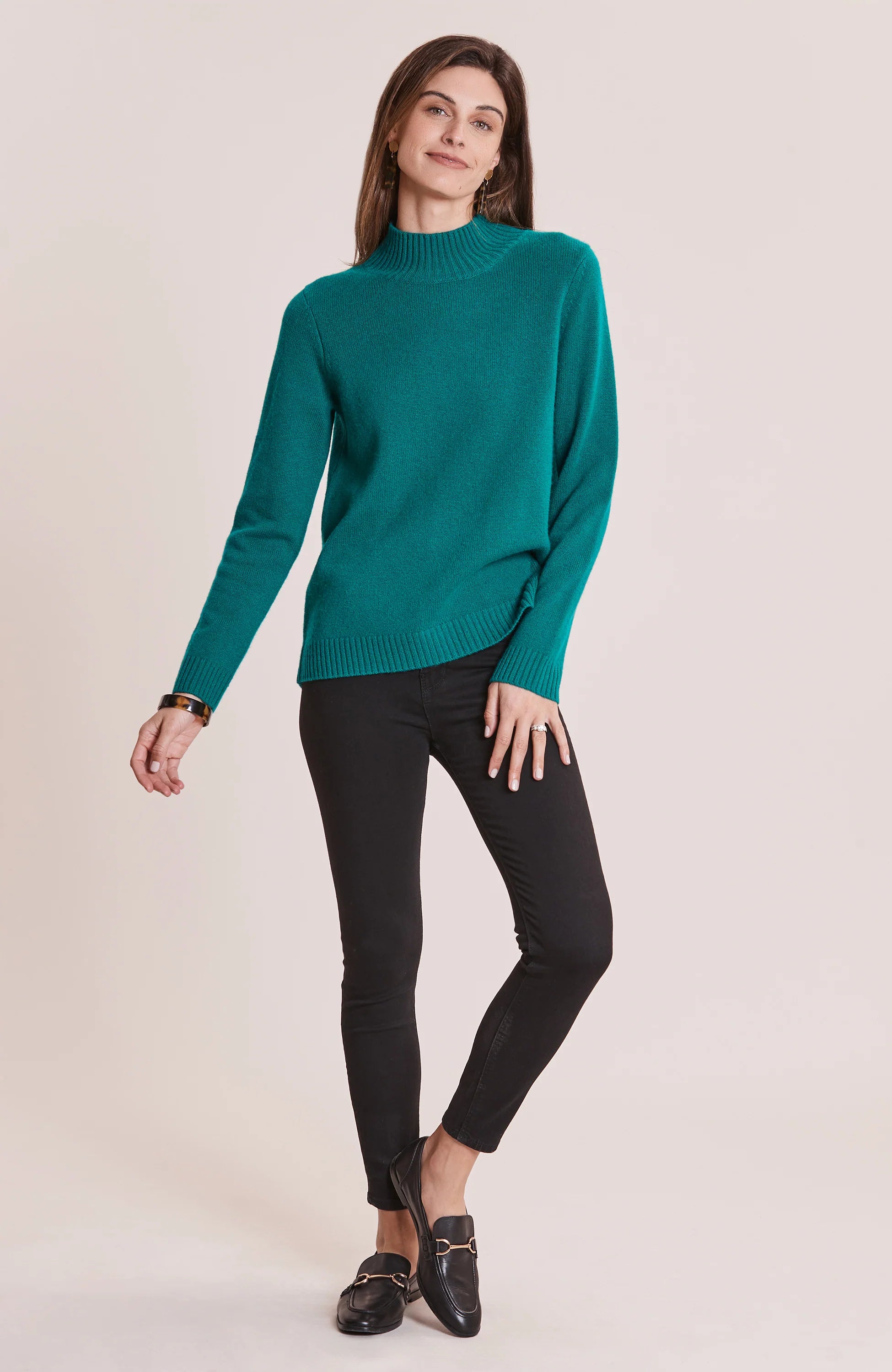 Tyler Boe Button Back Cashmere Sweater Deep Verde Ribbed Striped Patterned